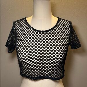 Black Mesh Crop Top